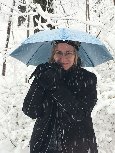 Karen with camera in snow