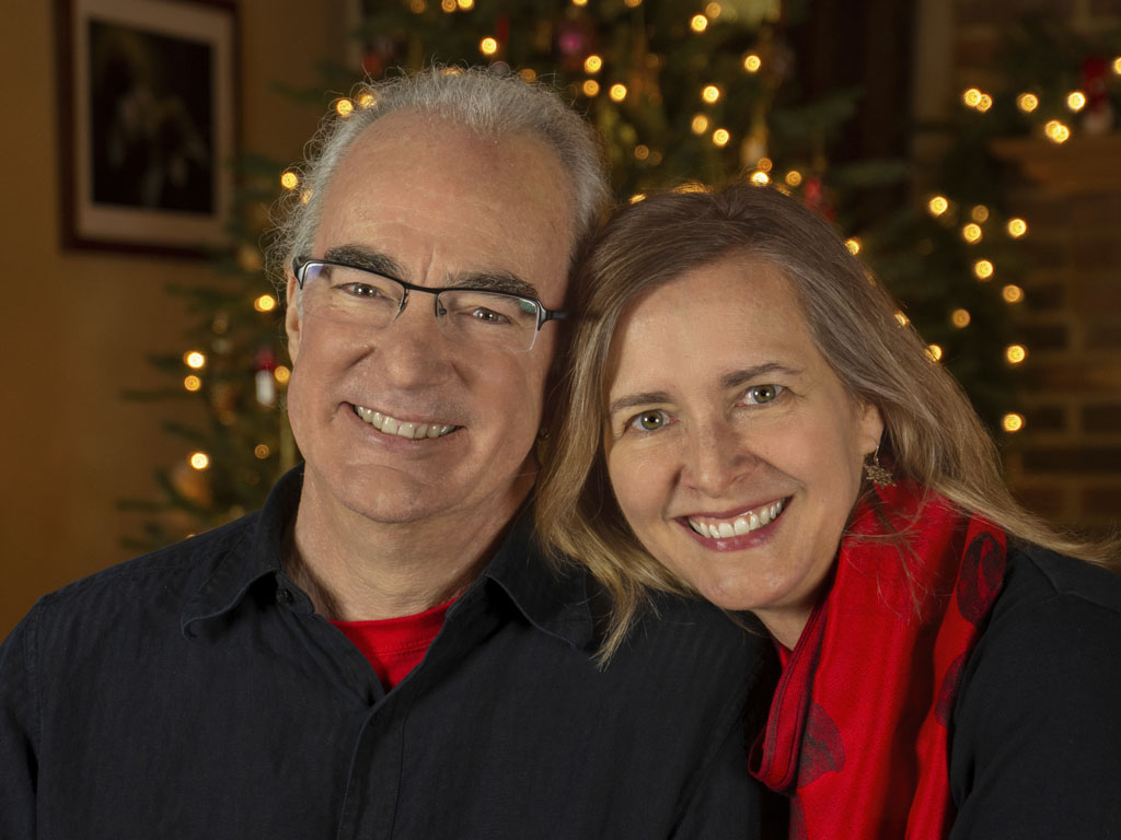 Alan and Karen in front of the tree