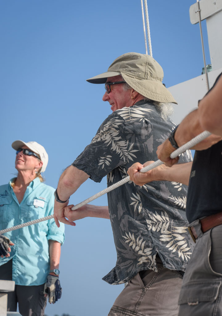 Alan raising sail