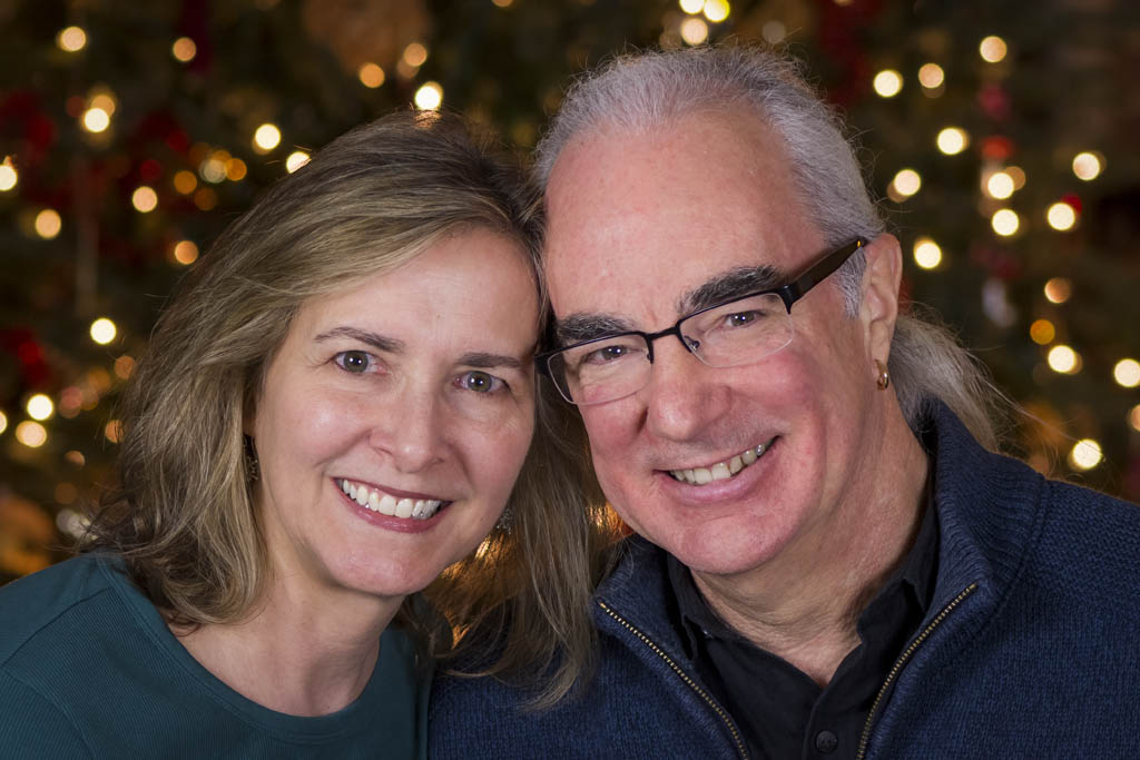 in front of the Christmas tree